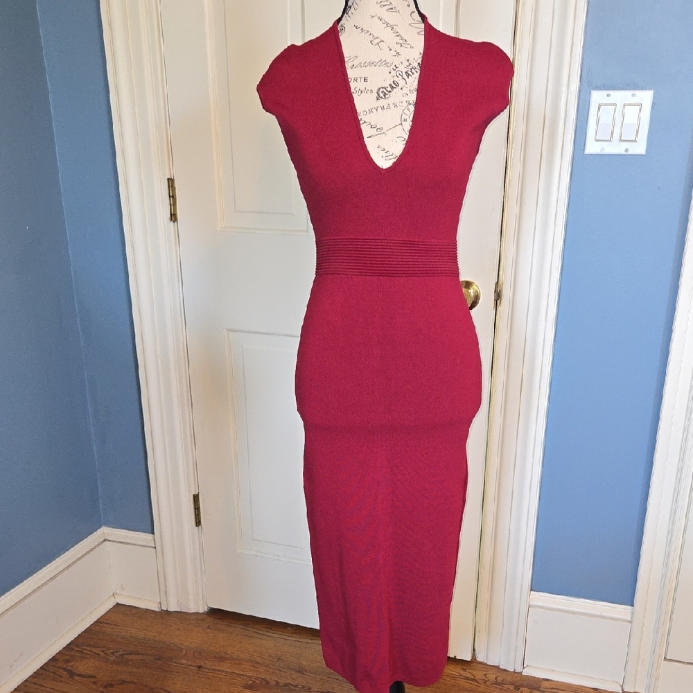 MICHAEL Michael Kors Deep Red Midi Dress